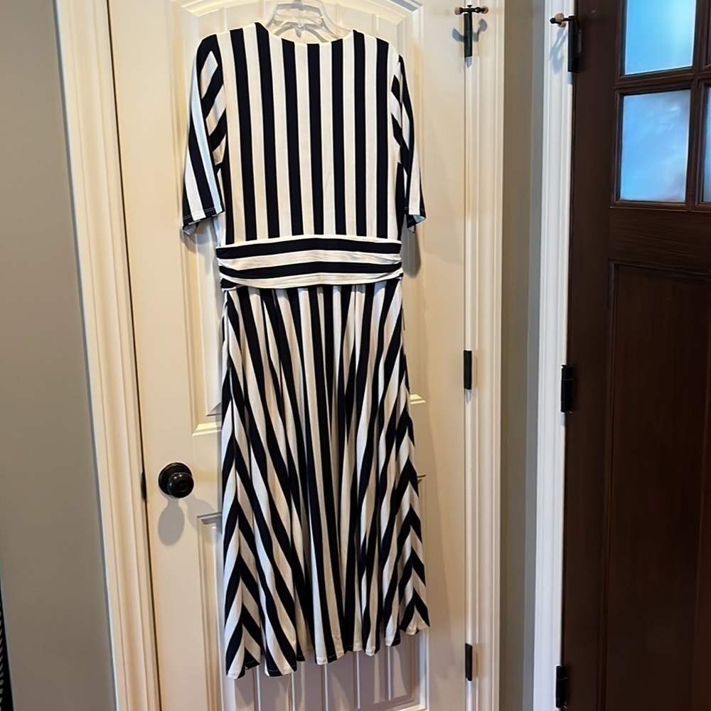 Boden navy white striped short sleeve maxi dress 14L nautical preppy coastal - Picture 8 of 14